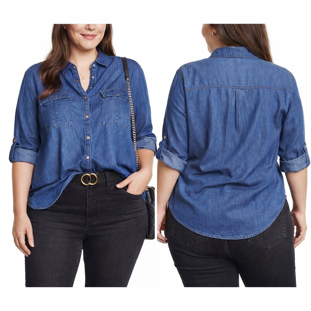 New Look Blue Denim Button-Up Shirt